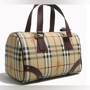 Burberry Brown Haymarket Check Jacquard Boston Bag {Reasonable offers welcome}